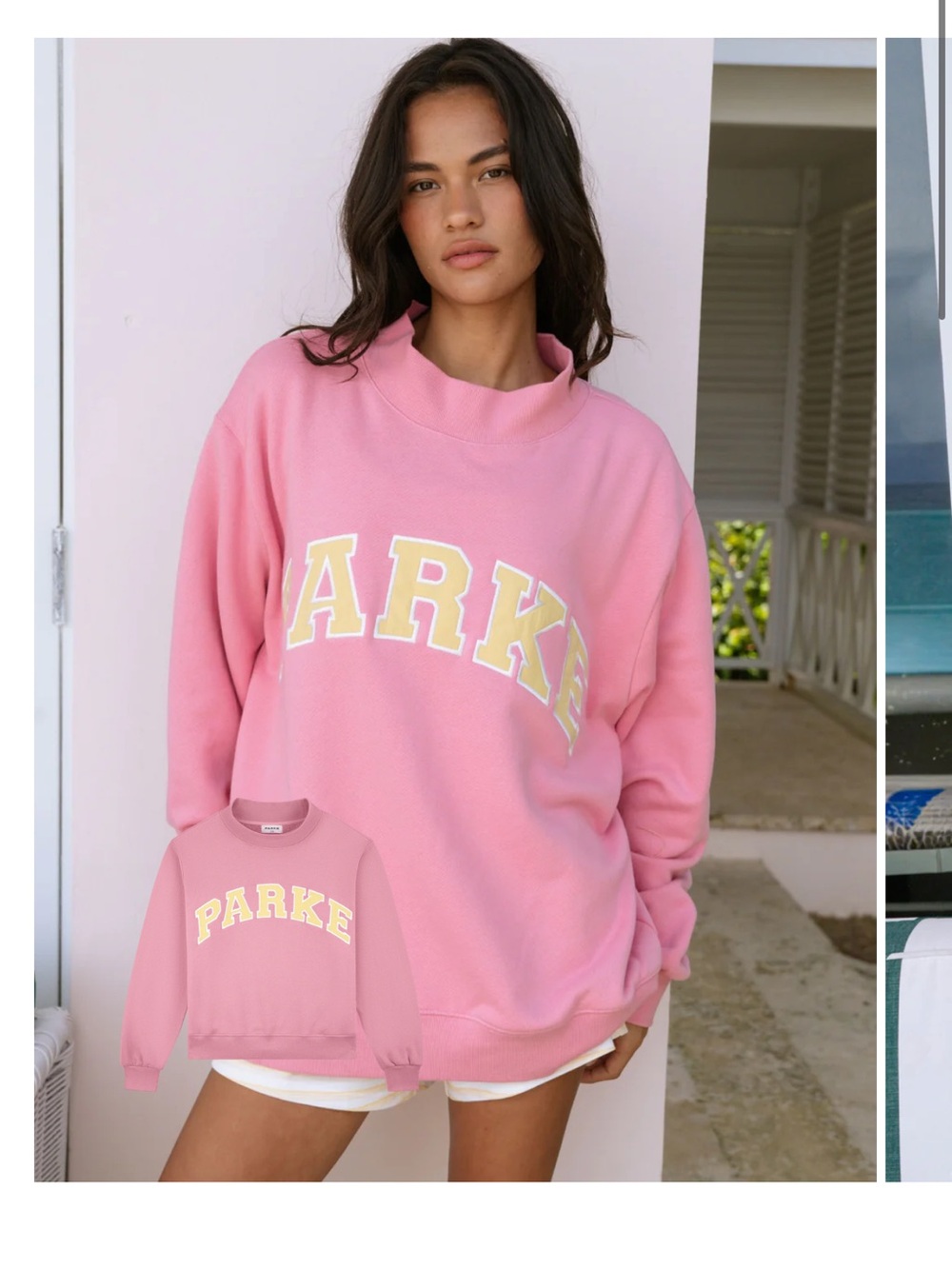 Parke Pink Logo Crewneck Sweatshirt